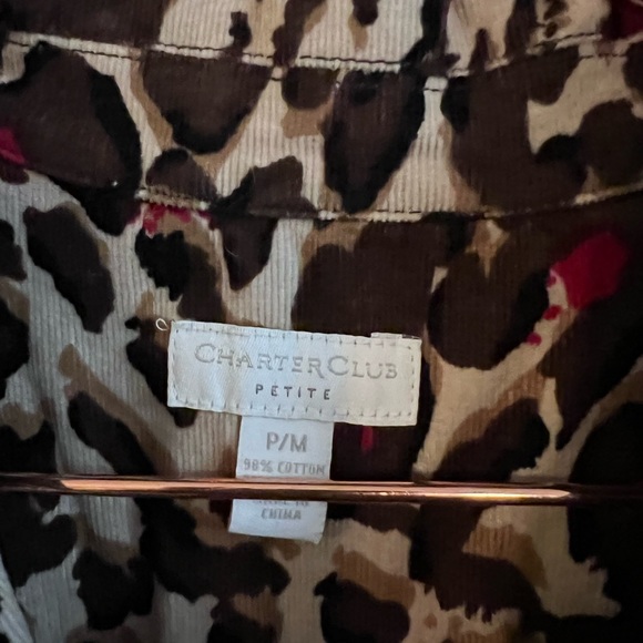 Charter Club Petite Medium Corduroy Leopard Print Jacket - Picture 2 of 5